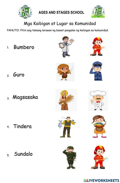 Mga Katulong sa Komunidad interactive worksheet .